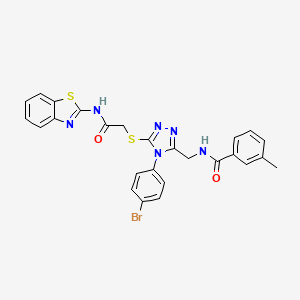 molecular formula C26H21BrN6O2S2 B2369774 N-((5-((2-(苯并[d]噻唑-2-基氨基)-2-氧代乙基)硫代)-4-(4-溴苯基)-4H-1,2,4-三唑-3-基)甲基)-3-甲基苯甲酰胺 CAS No. 391916-54-4