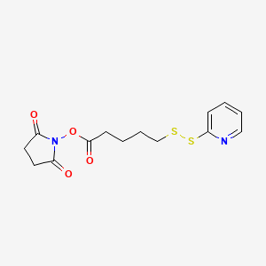 molecular formula C14H16N2O4S2 B2369777 N-succinimidyl-5-(2-pyridyldithio)valerate CAS No. 317331-86-5