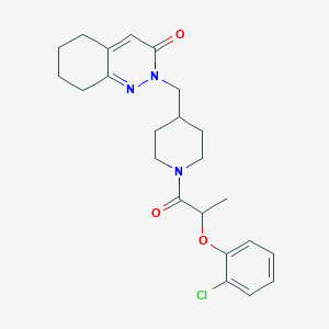 molecular formula C23H28ClN3O3 B2369779 2-[[1-[2-(2-Chlorophenoxy)propanoyl]piperidin-4-yl]methyl]-5,6,7,8-tetrahydrocinnolin-3-one CAS No. 2309733-77-3