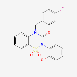 molecular formula C21H17FN2O4S B2369780 4-(4-fluorobenzyl)-2-(2-methoxyphenyl)-2H-1,2,4-benzothiadiazin-3(4H)-one 1,1-dioxide CAS No. 1019141-04-8