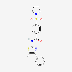 molecular formula C21H21N3O3S2 B2369782 N-(5-methyl-4-phenylthiazol-2-yl)-4-(pyrrolidin-1-ylsulfonyl)benzamide CAS No. 313549-72-3