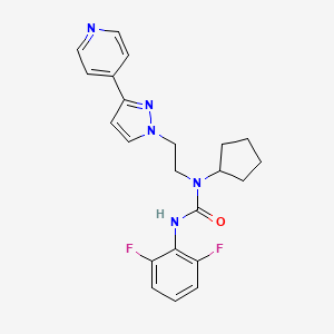 molecular formula C22H23F2N5O B2369785 1-cyclopentyl-3-(2,6-difluorophenyl)-1-(2-(3-(pyridin-4-yl)-1H-pyrazol-1-yl)ethyl)urea CAS No. 2034607-96-8