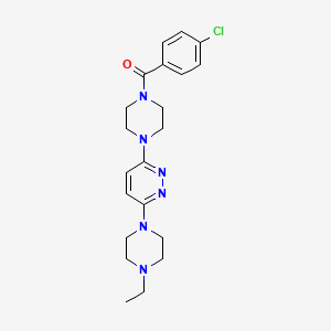 molecular formula C21H27ClN6O B2369786 (4-Chlorophenyl)-[4-[6-(4-ethylpiperazin-1-yl)pyridazin-3-yl]piperazin-1-yl]methanone CAS No. 886897-36-5