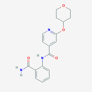 molecular formula C18H19N3O4 B2369787 N-(2-carbamoylphenyl)-2-((tetrahydro-2H-pyran-4-yl)oxy)isonicotinamide CAS No. 2034621-78-6