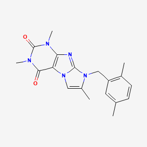 molecular formula C19H21N5O2 B2369789 6-[(2,5-Dimethylphenyl)methyl]-2,4,7-trimethylpurino[7,8-a]imidazole-1,3-dione CAS No. 878735-19-4