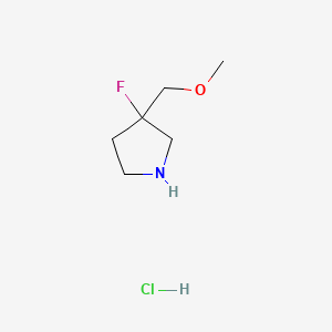 molecular formula C6H13ClFNO B2369793 3-Fluoro-3-(methoxymethyl)pyrrolidine hydrochloride CAS No. 1637399-32-6
