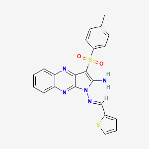 (E)-N1-(thiophen-2-ylmethylene)-3-tosyl-1H-pyrrolo[2,3-b]quinoxaline-1,2-diamine