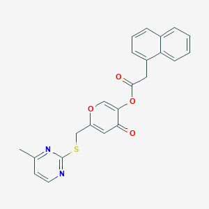 molecular formula C23H18N2O4S B2369842 6-(((4-methylpyrimidin-2-yl)thio)methyl)-4-oxo-4H-pyran-3-yl 2-(naphthalen-1-yl)acetate CAS No. 877637-49-5