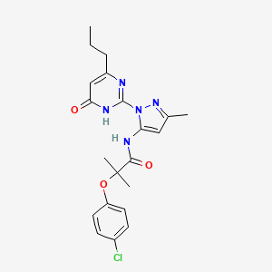 2-(4-chlorophenoxy)-2-methyl-N-(3-methyl-1-(6-oxo-4-propyl-1,6-dihydropyrimidin-2-yl)-1H-pyrazol-5-yl)propanamide