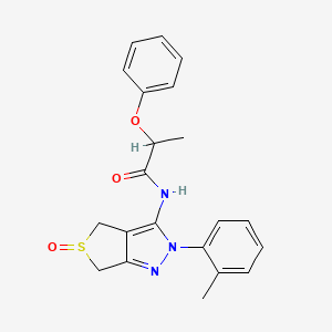 molecular formula C21H21N3O3S B2369850 N-(5-oxido-2-(o-tolyl)-4,6-dihydro-2H-thieno[3,4-c]pyrazol-3-yl)-2-phenoxypropanamide CAS No. 1007476-47-2