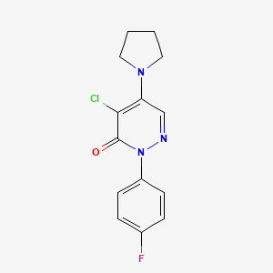 molecular formula C14H13ClFN3O B2369866 4-chloro-2-(4-fluorophenyl)-5-(1-pyrrolidinyl)-3(2H)-pyridazinone CAS No. 478049-10-4