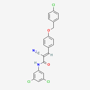 molecular formula C23H15Cl3N2O2 B2369872 (E)-3-[4-[(4-chlorophenyl)methoxy]phenyl]-2-cyano-N-(3,5-dichlorophenyl)prop-2-enamide CAS No. 380477-63-4