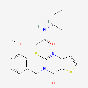 molecular formula C20H23N3O3S2 B2369882 N-(butan-2-yl)-2-{[3-(3-methoxybenzyl)-4-oxo-3,4-dihydrothieno[3,2-d]pyrimidin-2-yl]sulfanyl}acetamide CAS No. 1252823-02-1