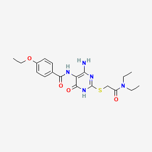 molecular formula C19H25N5O4S B2369894 N-(4-amino-2-((2-(diethylamino)-2-oxoethyl)thio)-6-oxo-1,6-dihydropyrimidin-5-yl)-4-ethoxybenzamide CAS No. 888419-01-0