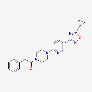 molecular formula C22H23N5O2 B2369895 1-(4-(5-(5-Cyclopropyl-1,2,4-oxadiazol-3-yl)pyridin-2-yl)piperazin-1-yl)-2-phenylethanone CAS No. 1219914-12-1