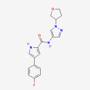 molecular formula C18H17FN4O2 B2369900 4-(4-fluorophenyl)-N-(1-(tetrahydrofuran-3-yl)-1H-pyrazol-4-yl)-1H-pyrrole-2-carboxamide CAS No. 1796947-96-0