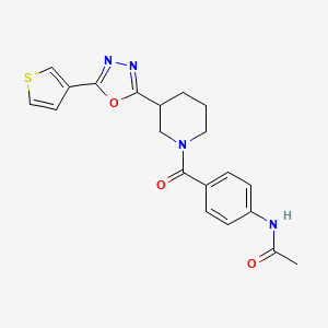 molecular formula C20H20N4O3S B2369908 N-(4-(3-(5-(thiophen-3-yl)-1,3,4-oxadiazol-2-yl)piperidine-1-carbonyl)phenyl)acetamide CAS No. 1797060-30-0