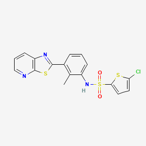 molecular formula C17H12ClN3O2S3 B2369909 5-chloro-N-(2-methyl-3-(thiazolo[5,4-b]pyridin-2-yl)phenyl)thiophene-2-sulfonamide CAS No. 863595-02-2