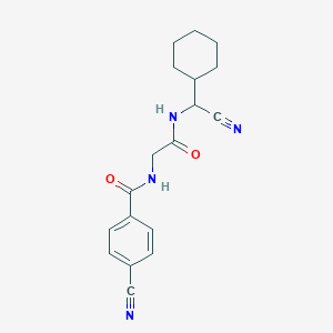 molecular formula C18H20N4O2 B2369910 4-Cyano-N-[2-[[cyano(cyclohexyl)methyl]amino]-2-oxoethyl]benzamide CAS No. 1645391-19-0