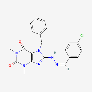 7-benzyl-8-[(2Z)-2-[(4-chlorophenyl)methylidene]hydrazinyl]-1,3-dimethylpurine-2,6-dione