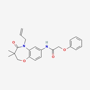 molecular formula C22H24N2O4 B2369935 N-(5-烯丙基-3,3-二甲基-4-氧代-2,3,4,5-四氢苯并[b][1,4]恶杂环庚-7-基)-2-苯氧基乙酰胺 CAS No. 921545-30-4