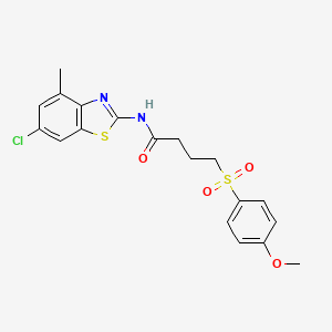 molecular formula C19H19ClN2O4S2 B2369944 N-(6-chloro-4-methylbenzo[d]thiazol-2-yl)-4-((4-methoxyphenyl)sulfonyl)butanamide CAS No. 941900-70-5