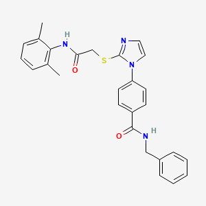 molecular formula C27H26N4O2S B2369952 N-benzyl-4-(2-((2-((2,6-dimethylphenyl)amino)-2-oxoethyl)thio)-1H-imidazol-1-yl)benzamide CAS No. 1359006-39-5