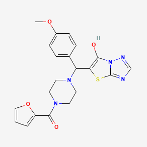 molecular formula C21H21N5O4S B2369956 Furan-2-yl(4-((6-hydroxythiazolo[3,2-b][1,2,4]triazol-5-yl)(4-methoxyphenyl)methyl)piperazin-1-yl)methanone CAS No. 868219-87-8