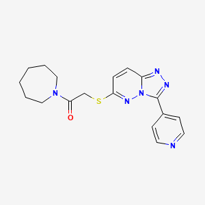 molecular formula C18H20N6OS B2369959 1-(氮杂环戊烷-1-基)-2-[(3-吡啶-4-基-[1,2,4]三唑并[4,3-b]哒嗪-6-基)硫代]乙酮 CAS No. 868969-49-7