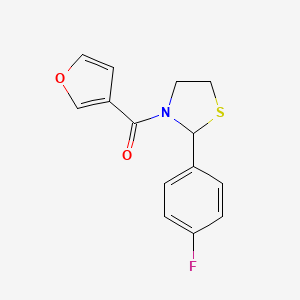 molecular formula C14H12FNO2S B2369965 [2-(4-Fluorophenyl)-1,3-thiazolidin-3-yl]-(furan-3-yl)methanone CAS No. 2320724-41-0