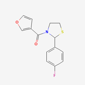 molecular formula C14H12FNO2S B2369965 2-(4-Fluorophenyl)-3-(furan-3-carbonyl)-1,3-thiazolidine CAS No. 2320724-41-0