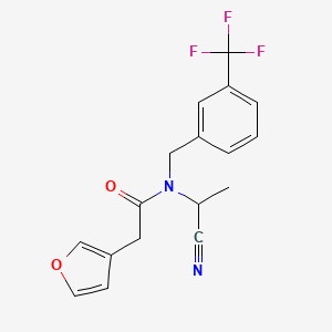 molecular formula C17H15F3N2O2 B2369967 N-(1-Cyanoethyl)-2-(furan-3-yl)-N-[[3-(trifluoromethyl)phenyl]methyl]acetamide CAS No. 2189235-59-2