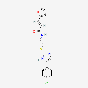 molecular formula C18H16ClN3O2S B2369982 (E)-N-(2-((5-(4-chlorophenyl)-1H-imidazol-2-yl)thio)ethyl)-3-(furan-2-yl)acrylamide CAS No. 897456-58-5