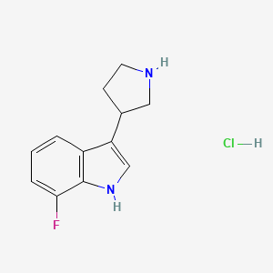molecular formula C12H14ClFN2 B2370000 7-Fluoro-3-(pyrrolidin-3-YL)-1H-indole hydrochloride CAS No. 2197061-82-6