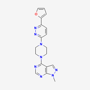 molecular formula C18H18N8O B2370004 4-[4-[6-(Furan-2-yl)pyridazin-3-yl]piperazin-1-yl]-1-methylpyrazolo[3,4-d]pyrimidine CAS No. 2380194-22-7