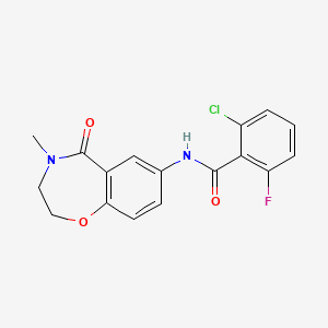 molecular formula C17H14ClFN2O3 B2370009 2-chloro-6-fluoro-N-(4-methyl-5-oxo-2,3,4,5-tetrahydrobenzo[f][1,4]oxazepin-7-yl)benzamide CAS No. 922000-71-3