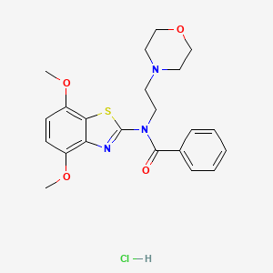 molecular formula C22H26ClN3O4S B2370010 N-(4,7-二甲氧基苯并[d]噻唑-2-基)-N-(2-吗啉基乙基)苯甲酰胺盐酸盐 CAS No. 1329930-00-8