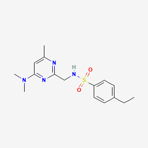 molecular formula C16H22N4O2S B2370015 N-((4-(dimethylamino)-6-methylpyrimidin-2-yl)methyl)-4-ethylbenzenesulfonamide CAS No. 1797250-39-5