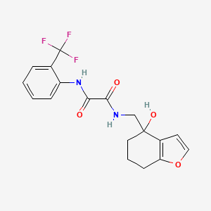 molecular formula C18H17F3N2O4 B2370016 N1-((4-hydroxy-4,5,6,7-tetrahydrobenzofuran-4-yl)methyl)-N2-(2-(trifluoromethyl)phenyl)oxalamide CAS No. 2319640-53-2