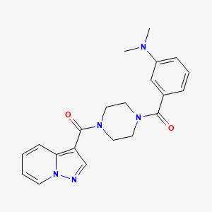 molecular formula C21H23N5O2 B2370018 (4-(3-(二甲氨基)苯甲酰)哌嗪-1-基)(吡唑并[1,5-a]吡啶-3-基)甲酮 CAS No. 1396680-77-5