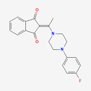molecular formula C21H19FN2O2 B2370024 2-((4-(4-氟苯基)哌嗪基)乙亚基)茚满-1,3-二酮 CAS No. 523992-22-5
