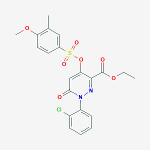 molecular formula C21H19ClN2O7S B2370025 1-(2-氯苯基)-4-(((4-甲氧基-3-甲基苯基)磺酰基)氧基)-6-氧代-1,6-二氢吡哒嗪-3-甲酸乙酯 CAS No. 899959-05-8