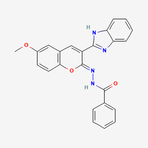 molecular formula C24H18N4O3 B2370044 N'-[(2Z)-3-(1H-benzimidazol-2-yl)-6-méthoxy-2H-chromén-2-ylidène]benzohydrazide CAS No. 324063-77-6