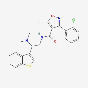 molecular formula C23H22ClN3O2S B2370070 N-(2-(benzo[b]thiophen-3-yl)-2-(dimethylamino)ethyl)-3-(2-chlorophenyl)-5-methylisoxazole-4-carboxamide CAS No. 2034391-07-4