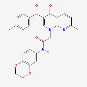 N-(2,3-dihydrobenzo[b][1,4]dioxin-6-yl)-2-(7-methyl-3-(4-methylbenzoyl)-4-oxo-1,8-naphthyridin-1(4H)-yl)acetamide