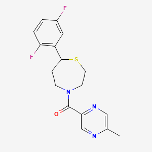 molecular formula C17H17F2N3OS B2370073 (7-(2,5-Difluorophenyl)-1,4-thiazepan-4-yl)(5-methylpyrazin-2-yl)methanone CAS No. 1705869-78-8