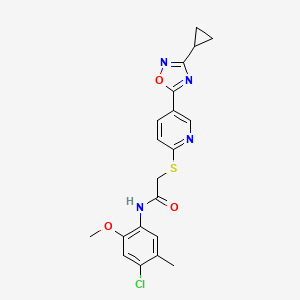 molecular formula C20H19ClN4O3S B2370076 N-(4-氯-2-甲氧基-5-甲基苯基)-2-((5-(3-环丙基-1,2,4-噁二唑-5-基)吡啶-2-基)硫)乙酰胺 CAS No. 1251556-12-3