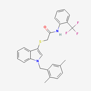 molecular formula C26H23F3N2OS B2370082 2-[1-[(2,5-dimethylphenyl)methyl]indol-3-yl]sulfanyl-N-[2-(trifluoromethyl)phenyl]acetamide CAS No. 681279-56-1