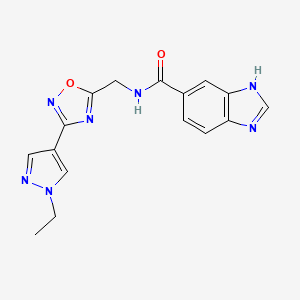 N-((3-(1-ethyl-1H-pyrazol-4-yl)-1,2,4-oxadiazol-5-yl)methyl)-1H-benzo[d]imidazole-5-carboxamide