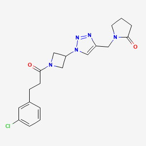 molecular formula C19H22ClN5O2 B2370093 1-((1-(1-(3-(3-氯苯基)丙酰)氮杂环丁-3-基)-1H-1,2,3-三唑-4-基)甲基)吡咯烷-2-酮 CAS No. 2034342-35-1